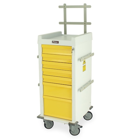 Harloff Aluminum Narrow Non-Magnetic MRI Anesthesia Cart with Accessory Package, Seven Drawers MRN7K-MAN